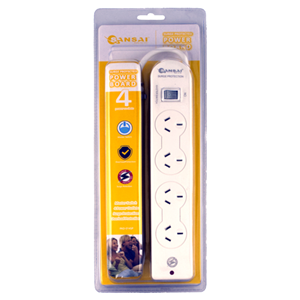 Sansai 4 Way Surge Powerboard with Master Switch
