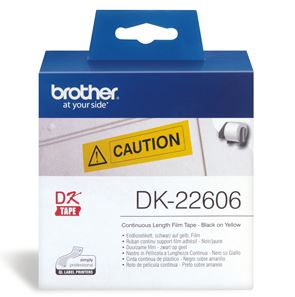 Brother DK22606 Continuous Paper Tpe (Blk Pnt on Yellow) 62mm x 15.24m