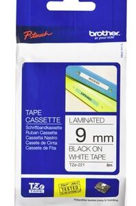 Brother TZe-221 9mm x 8m Black on White Tape