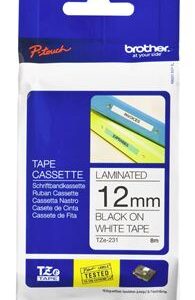 Brother TZe-231 12mm x 8m Black on White Tape