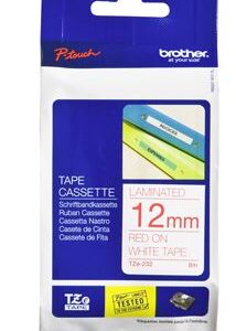 Brother TZe-232 12mm x 8m Red on White Tape