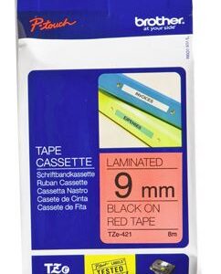 Brother TZe-421 9mm x 8m Black on Red Tape