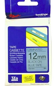 Brother TZe-531 12mm x 8m Black on Blue Tape