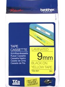 Brother TZe-621 9mm x 8m Black on Yellow Tape
