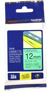 Brother TZe-731 12mm x 8m Black on Green Tape