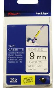 Brother TZe-FX221 9mm x 8m Black on White Flexi ID Tape