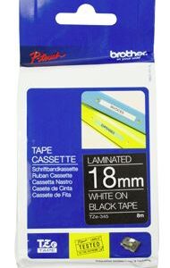 Brother TZe-345 18mm x 8m White on Black Tape