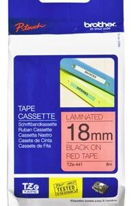 Brother TZe-441 18mm x 8m Black on Red Tape