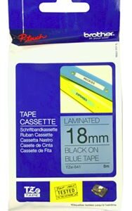 Brother TZe-541 18mm x 8m Black on Blue Tape