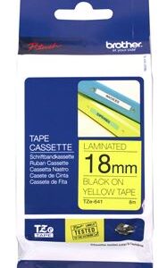 Brother TZe-641 18mm x 8m Black on Yellow Tape