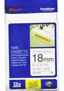 Brother TZe-S241 18mm x 8m Extra Strength Black on White Tape