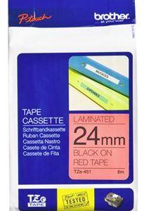 Brother TZe-451 24mm x 8m Black on Red Tape