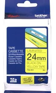Brother TZe-651 24mm x 8m Black on Yellow Tape