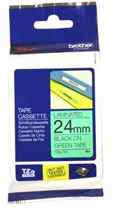 Brother TZe-751 24mm x 8m Black on Green Tape