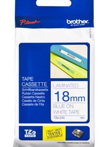 Brother TZe-243 18mm x 8m Blue on White Tape