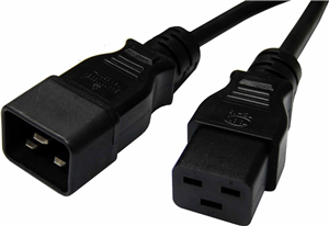 1M IEC 16A Power Extension Cord (C20 Plug to C19 Socket) 15mm2 Black