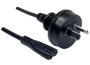 2M 2-Pin plug to C7 Figure 8 connector 7.5A. SAA approved power cord. 0.75mm copper core