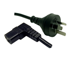 3m 3-Pin Plug to Right Angled IEC C13 Connector 10A Power Cord. 1.0mm